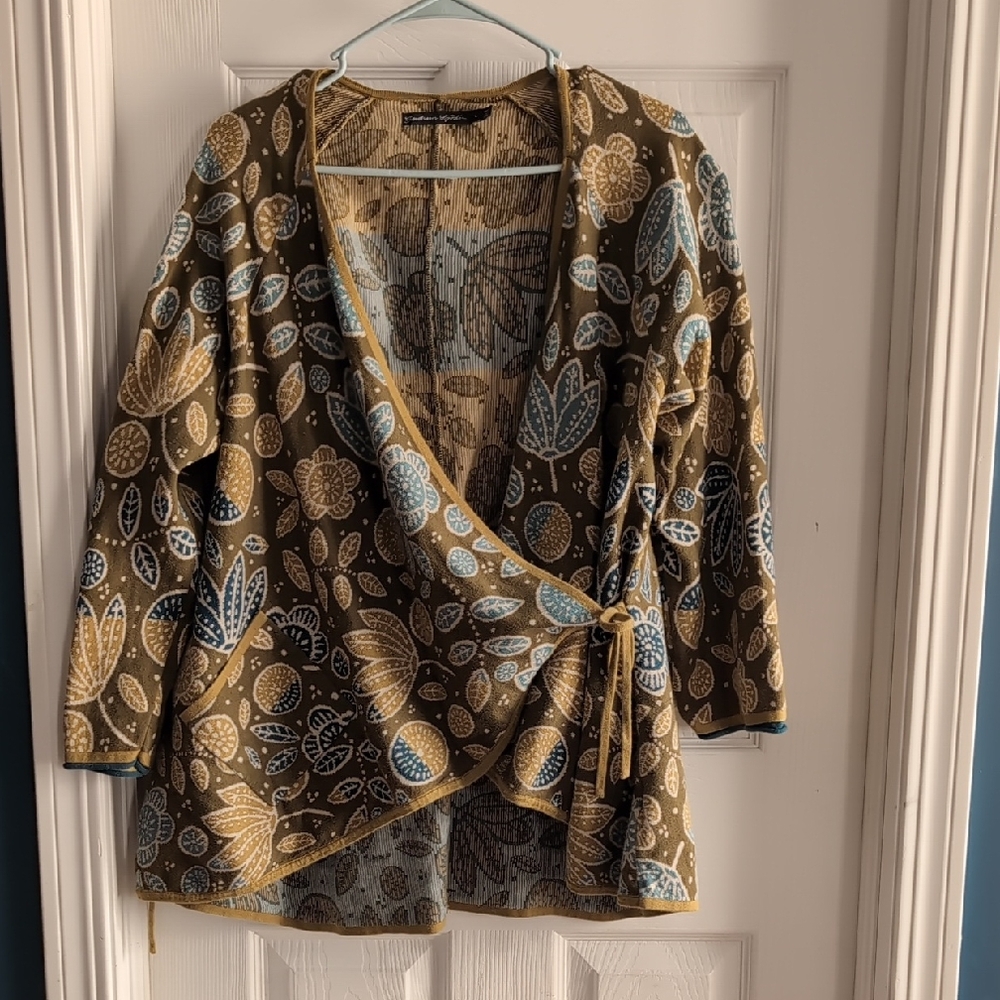 Gudrun Sjoden Brown and Blue Floral Cardigan